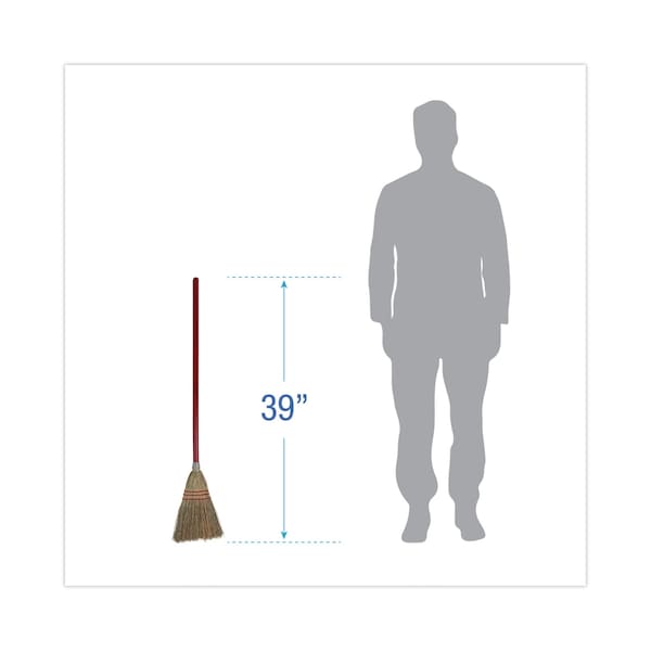 Boardwalk Lobby/Toy Broom, Corn Fiber Bristles, 39" Wood Handle, Red/Ylw, PK12 - BWK951TCT