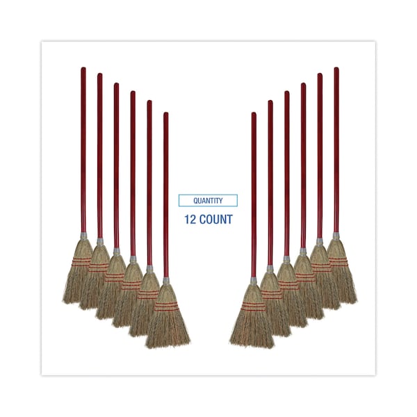 Boardwalk Lobby/Toy Broom, Corn Fiber Bristles, 39" Wood Handle, Red/Ylw, PK12 - BWK951TCT
