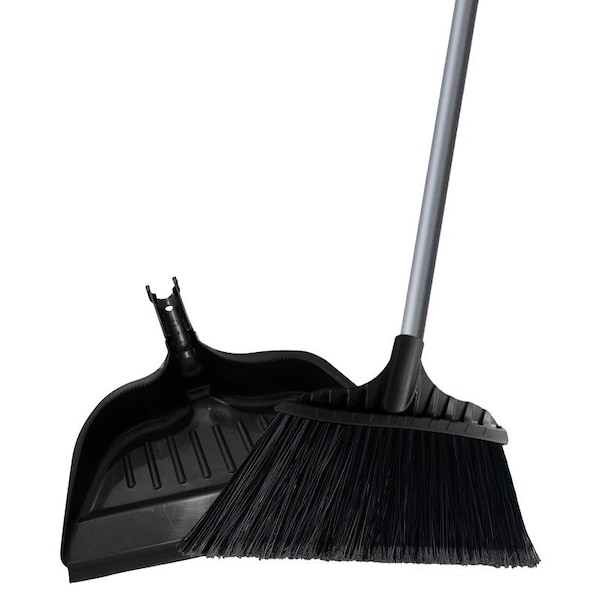 Simple Spaces Angle Broom with Dust Pan, 14.5 in Sweep Face, 6-3/4 in L Trim, Recycle Polypropylene Bristle - 2132X