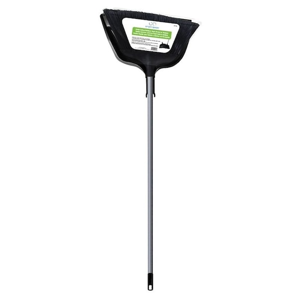 Simple Spaces Angle Broom with Dust Pan, 14.5 in Sweep Face, 6-3/4 in L Trim, Recycle Polypropylene Bristle - 2132X