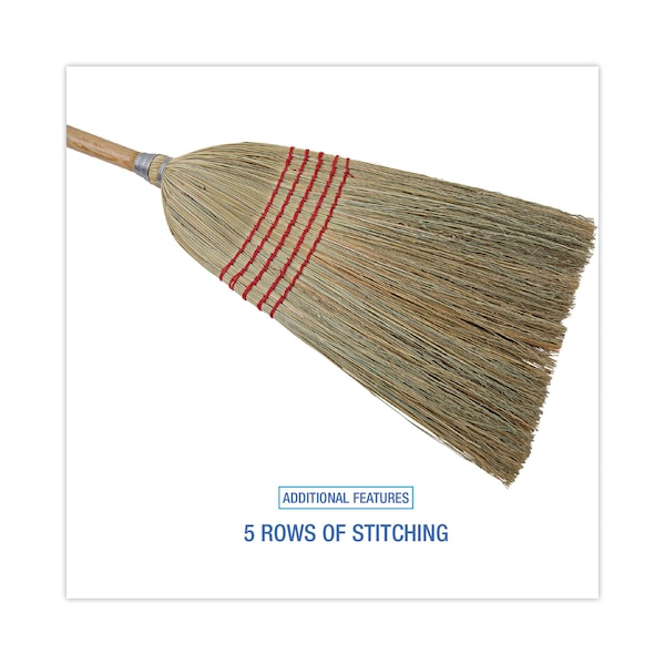 Unisan Parlor Broom, Corn Fiber Bristles, 55" Overall Length, Natural - 926C