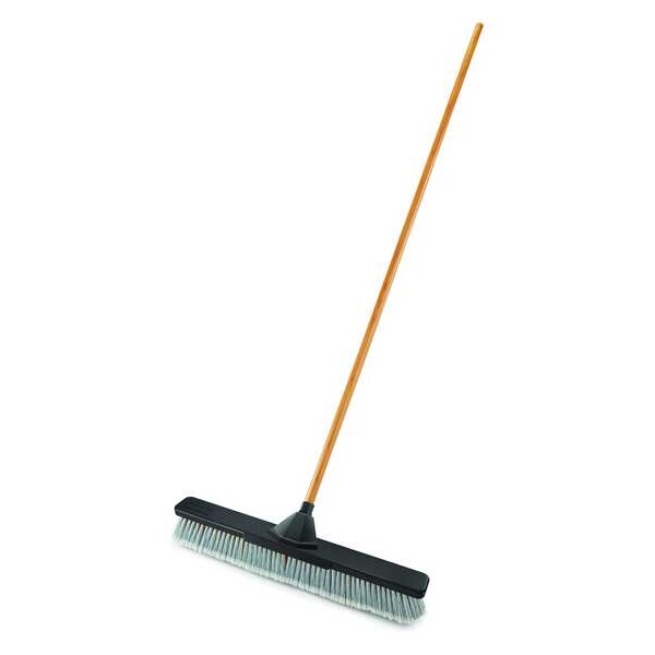 Rubbermaid Commercial Push Broom, 3" L Trim, Gray Bristle - 2040053