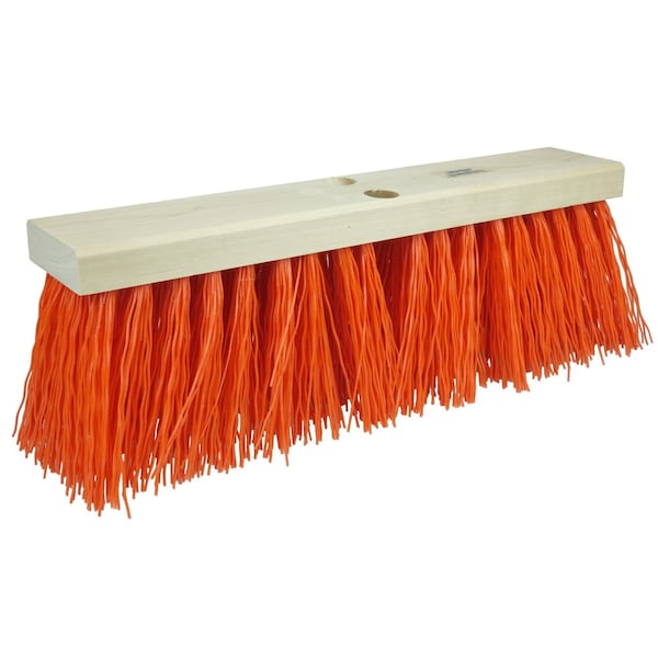 Weiler 16" Street Broom, 5-1/4" Trim Length, Orange Polypropylene Fill - 70212