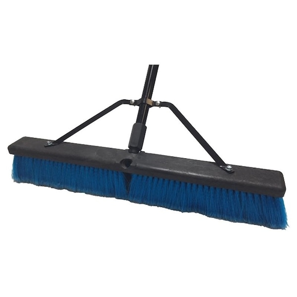 Simple Spaces Push Broom, 24 in Sweep Face, 3 in L Trim, Polypropylene Bristle, 60 in L, Threaded with Brace - 93200