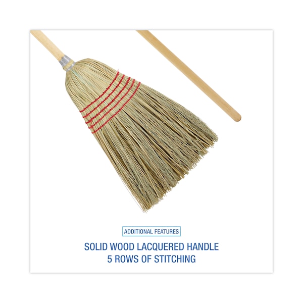 Boardwalk Parlor Broom, Yucca/Corn Fiber Bristles, 56", Wood Handle, PK12 - BWK926YCT