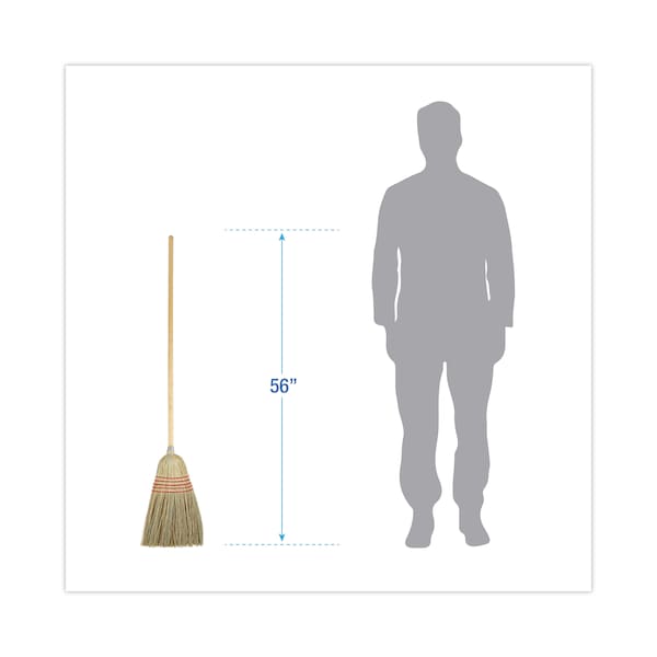 Boardwalk Parlor Broom, Yucca/Corn Fiber Bristles, 56", Wood Handle, PK12 - BWK926YCT