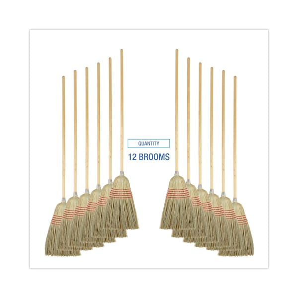 Boardwalk Parlor Broom, Yucca/Corn Fiber Bristles, 56", Wood Handle, PK12 - BWK926YCT