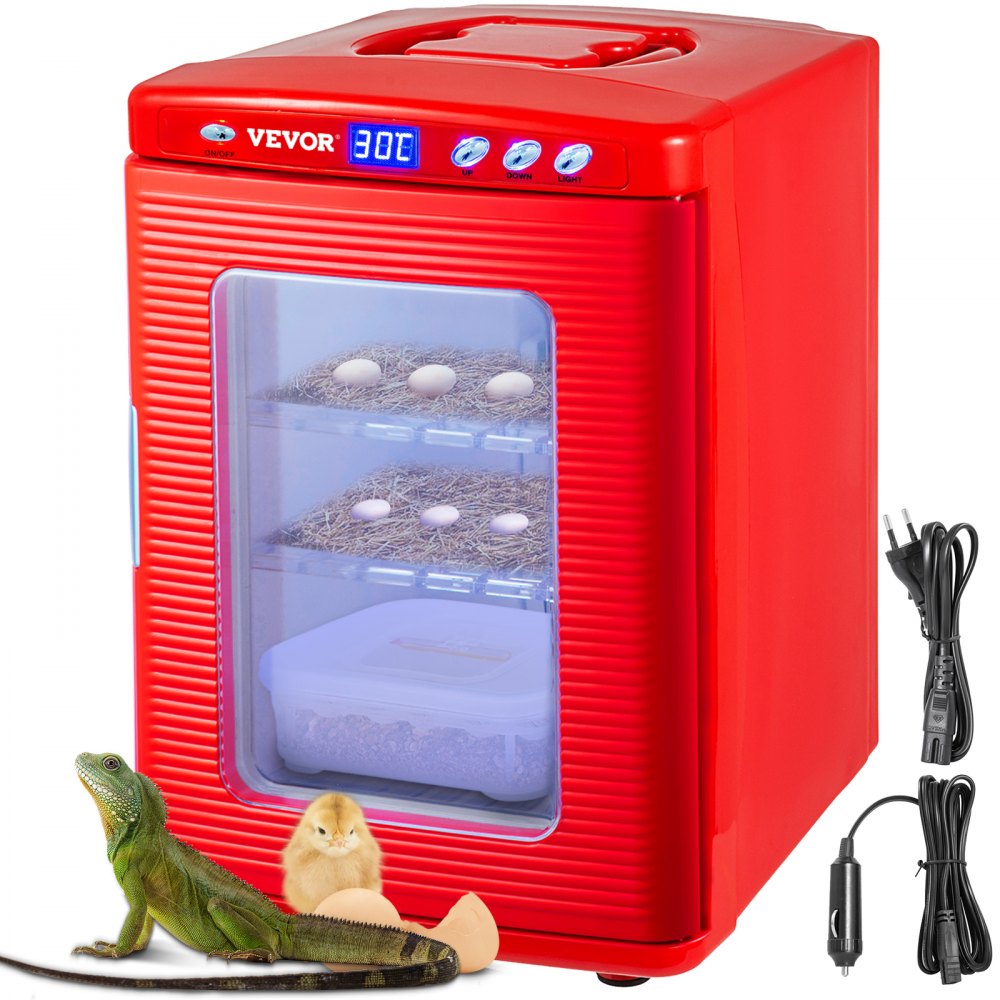 VEVOR Red Reptile Incubator 25L Scientific Lab Incubator Digital Incubator Cooling and Heating 5-60°C Reptile Egg Incubator 12V/110V Work for Small Reptiles - FHQ25LHSFYQ5-60D1V1