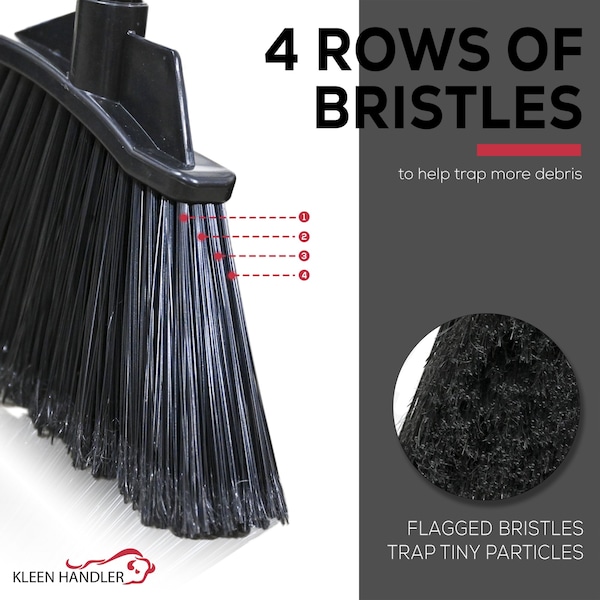 Kleen Handler Lobby Broom & Dustpan Combo with 38 in. Handle, Great for Home, Office & Outdoor Spaces, Black - KHES-DPBK-12A-OMP