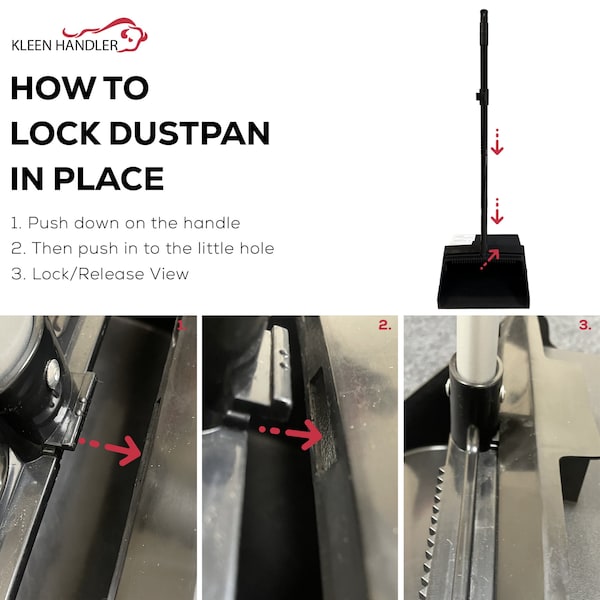 Kleen Handler Lobby Broom & Dustpan Combo with 38 in. Handle, Great for Home, Office & Outdoor Spaces, Black - KHES-DPBK-12A-OMP