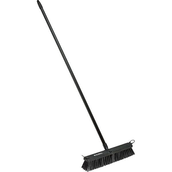 Global Industrial 18in Push Broom W/ Plastic Block & Steel Handle, Rough Sweep - 641532