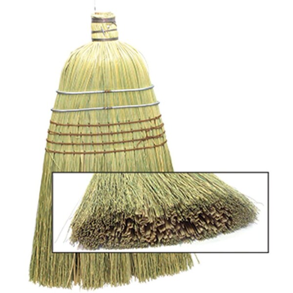 The Brush Man Heavy Rattan Fill Upright Broom, Clear Lacaquered Hdl, 12PK - WR40