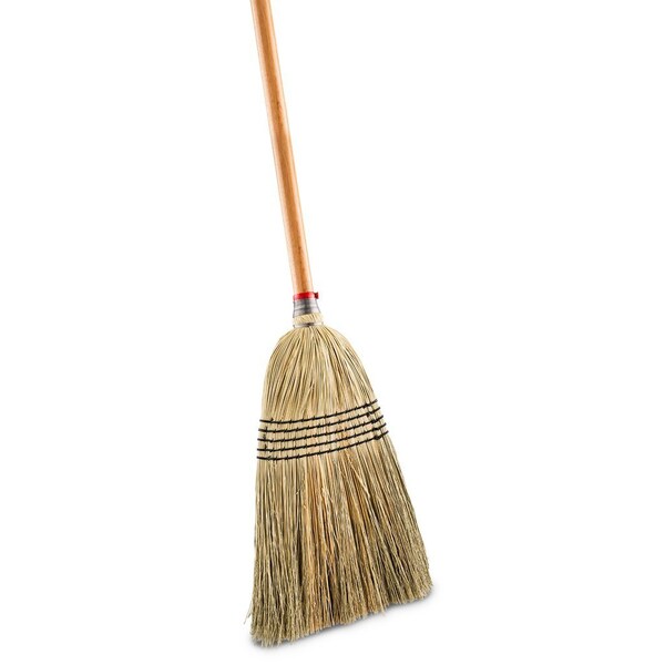 Libman Commercial Janitor Corn Broom-Wood Handle, 6PK - 1335