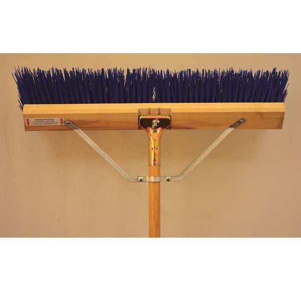 Bruske Products 24" Blue bristle contractor brush, brace, 60" bolt-on wood handle - 3024-CWB