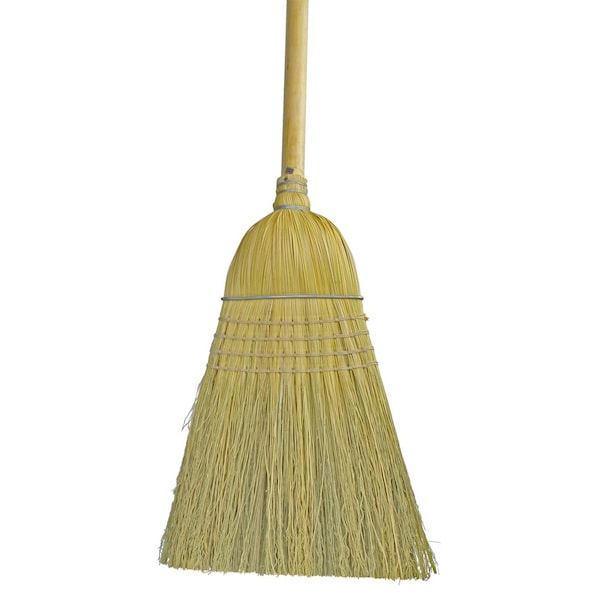 The Brush Man Corn/Sotol Mix Upright Broom, Clear Lacquered Handle, 12PK - W34