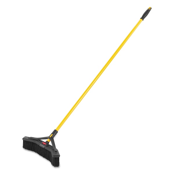 Rubbermaid Commercial Maximizer Push-to-Center Broom, 18", Polyprop Bristles, Yellow/Black - 2018727
