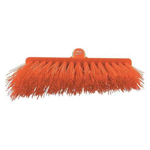 Vikan 11 51/64 in Sweep Face Angle Broom, Stiff, Synthetic, Orange - 29147