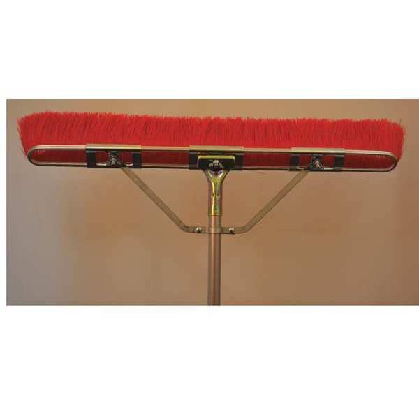 Bruske Products 29" Red bristle floor brush, brace , 60" bolt-on steel handle - 2116-CS-X
