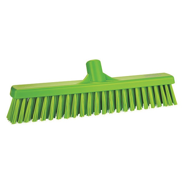Vikan 16 in Sweep Face Push Broom, Synthetic, Lime - 317477