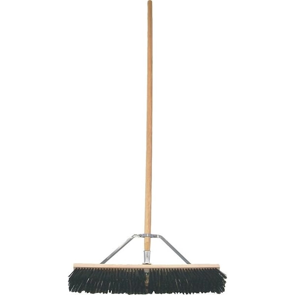 Birdwell Contractor Push Broom, 3 in L Trim, Polystyrene Bristle, Hardwood Handle - 5027-4