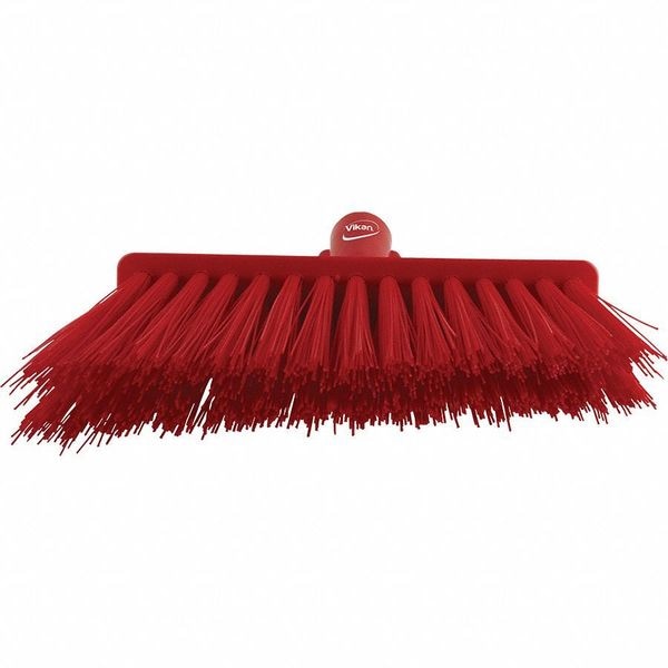 Remco 11 51/64 in Sweep Face Angle Broom, Stiff, Synthetic, Red - 29144