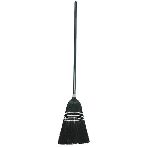 Tough Guy 12 in Sweep Face Corn Broom, Soft/Stiff Combination, Natural, Black - 3ZJD5