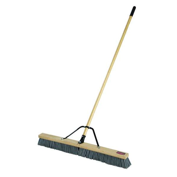 Rubbermaid Commercial 36 in Sweep Face Push Broom, Stiff, Synthetic, Gray - 2040044