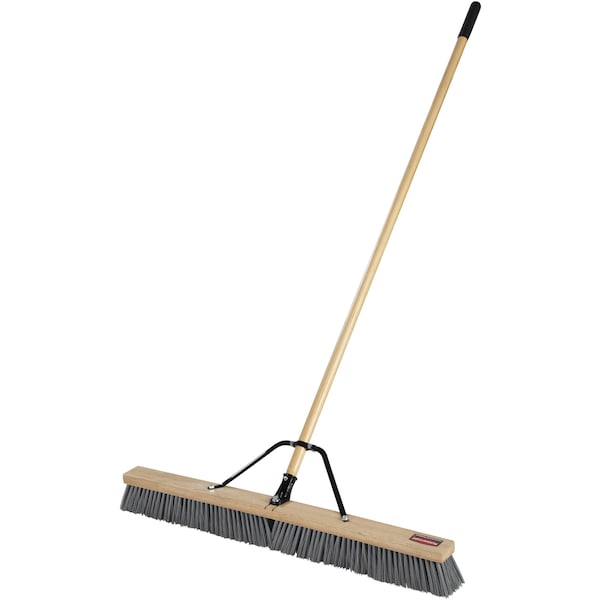 Rubbermaid Commercial 36 in Sweep Face Push Broom, Stiff, Synthetic, Gray - 2040044