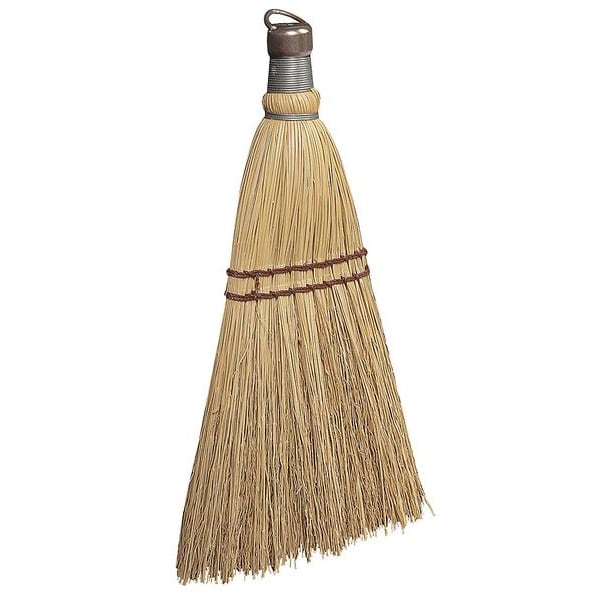 Tough Guy 7 1/2 in Sweep Face Whisk Broom, Soft/Stiff Combination, Natural, Tan - 34F931