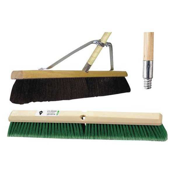 Tough Guy 24 in Sweep Face Push Broom, Soft, Synthetic, Green - 59JM40