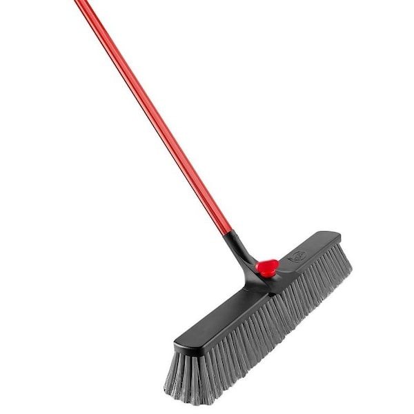 Libman Rough Surface Push Broom, 25-1/2 in Sweep Face, 4 in L Trim, Recycled PET Bristle, 64 in L - 879