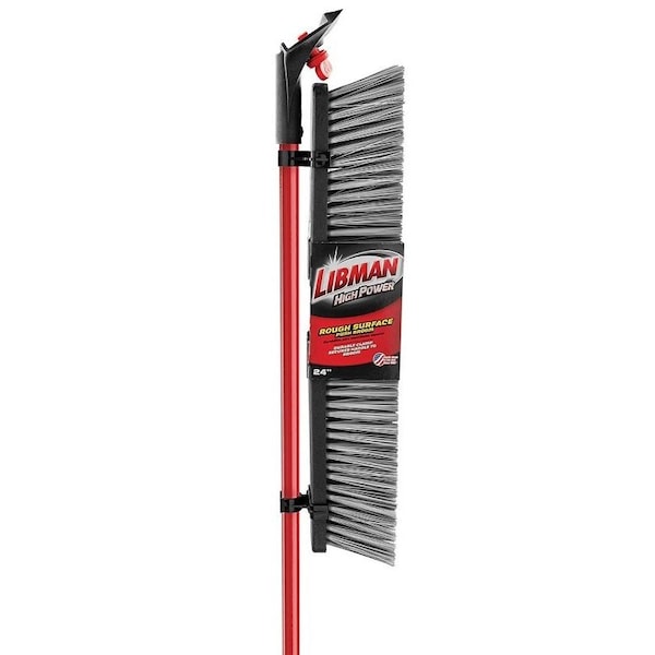 Libman Rough Surface Push Broom, 25-1/2 in Sweep Face, 4 in L Trim, Recycled PET Bristle, 64 in L - 879
