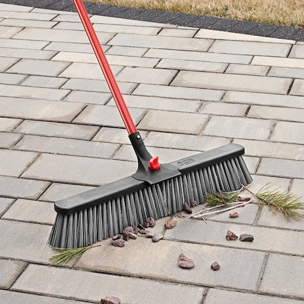 Libman Rough Surface Push Broom, 25-1/2 in Sweep Face, 4 in L Trim, Recycled PET Bristle, 64 in L - 879
