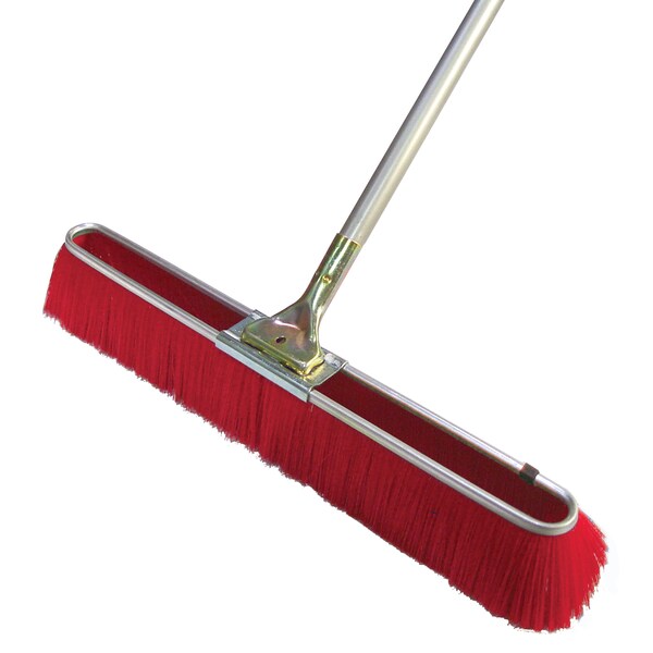Bon Tool Floor Broom, Fine Red Bristles, 24", 60" Metal Handle - 84-175