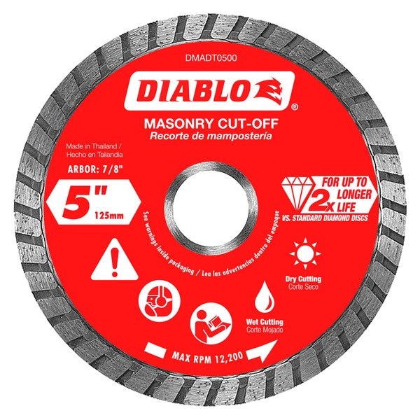 Disco de corte para albañilería Diablo, 5 pulgadas de diámetro - DMADT0500