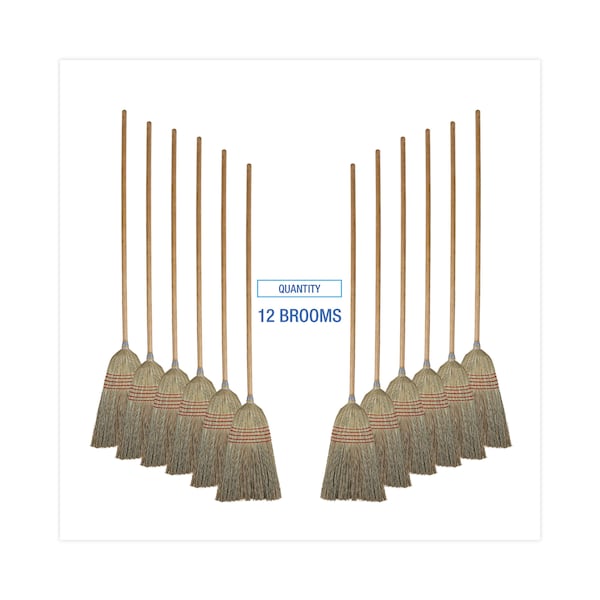 Boardwalk Parlor Broom, Corn Fiber Bristles, 55" Wood Handle, Natural, PK12 - BWK926CCT