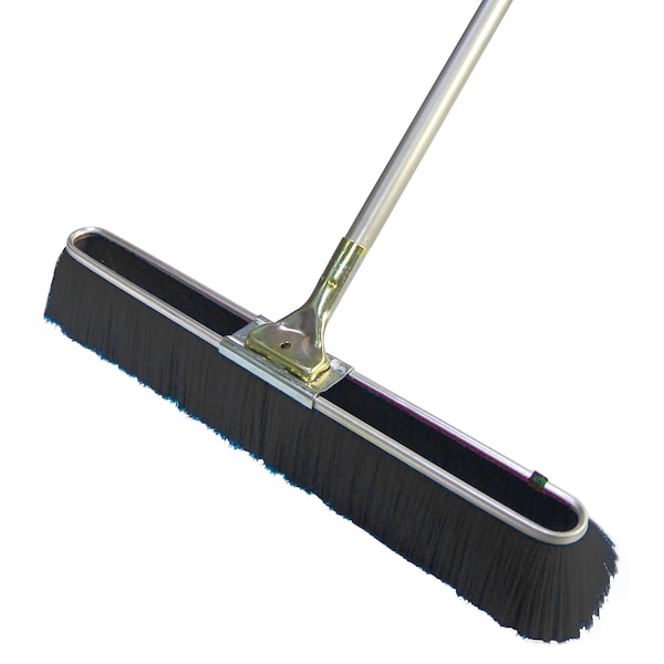 Bon Tool Floor Broom, Medium Black Bristles, 24", 60" Metal Handle - 84-176