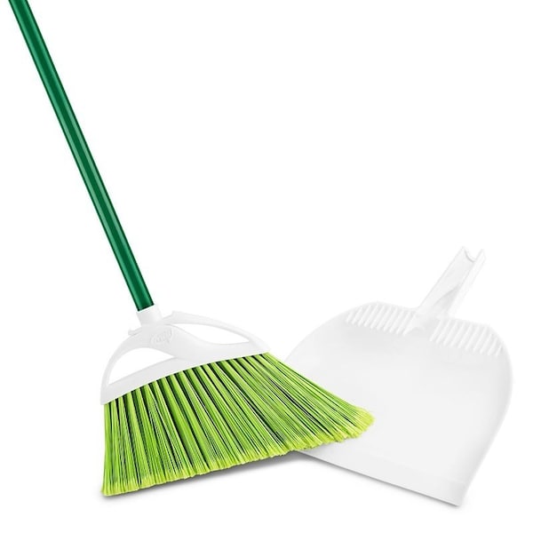 Libman PETPLUS Angle Broom, 9-1/2 in Sweep Face, 6 in L Trim, Fiber Bristle, Steel Handle - 1680