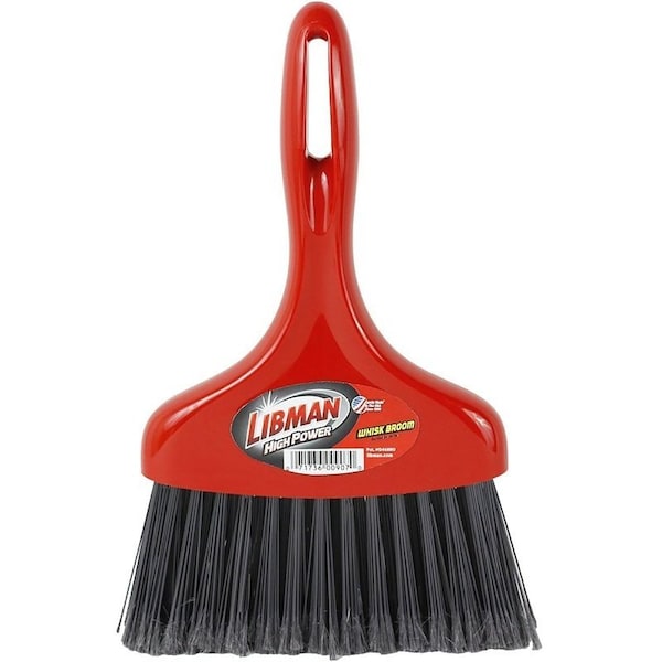 Libman Whisk Broom, 7 in Sweep Face, 5 in L Trim, PET Bristle, 11-3/4 in OAL, Polypropylene Handle - 907