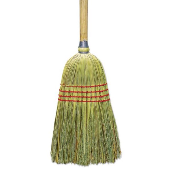 Pinpoint Upright Corn & Fiber Broom with Lacquered Wood Handle - Natural - 6 Per Carton - PI3479046