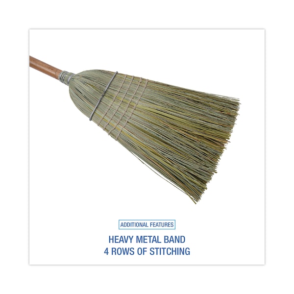 Boardwalk Warehouse Broom, Yucca Corn Fiber Bristles, 56" Length, Natural, PK12 - BWK932YCT