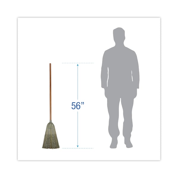 Boardwalk Warehouse Broom, Yucca Corn Fiber Bristles, 56" Length, Natural, PK12 - BWK932YCT