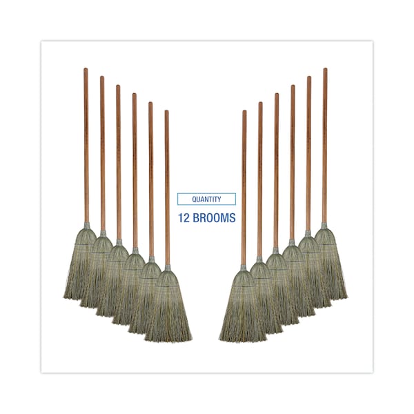 Boardwalk Warehouse Broom, Yucca Corn Fiber Bristles, 56" Length, Natural, PK12 - BWK932YCT