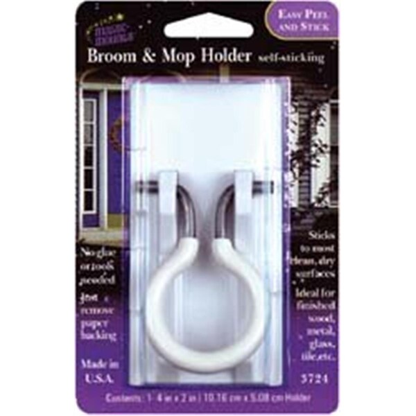 Magic Mounts 2 W x 4 in. H - Self Sticking Broom Holder, White - M7E-3724