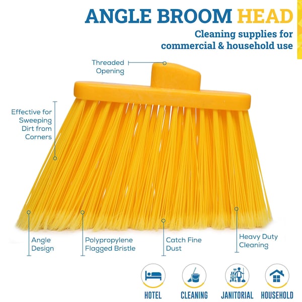 Kleen Handler Angle Broom, Stiff Flagged Bristles, 61in Extendable Handle for Hard Floors - BLHD-ANBR-EXH-1