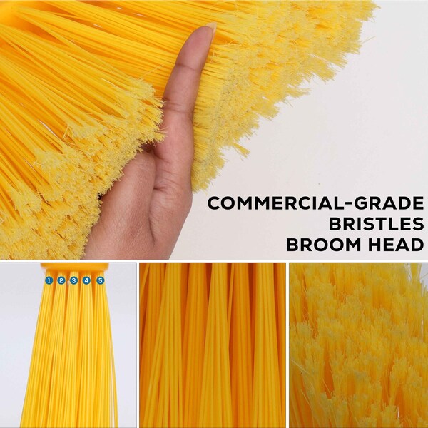 Kleen Handler Angle Broom, Stiff Flagged Bristles, 61in Extendable Handle for Hard Floors - BLHD-ANBR-EXH-1