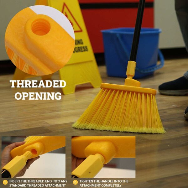 Kleen Handler Angle Broom, Stiff Flagged Bristles, 61in Extendable Handle for Hard Floors - BLHD-ANBR-EXH-1