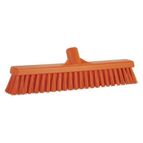 Vikan 16 in Sweep Face Floor Broom, Soft/Stiff Combination, Synthetic, Orange - 31747