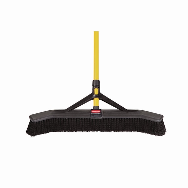 Rubbermaid Commercial Maximizer Push-to-Center Broom, 36", Polyprop Bristles, Yellow/Black - 2018728