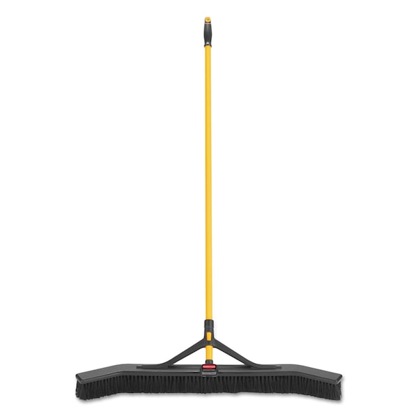 Rubbermaid Commercial Maximizer Push-to-Center Broom, 36", Polyprop Bristles, Yellow/Black - 2018728